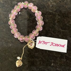 NWT! Betsey Johnson Tzarina Pink Beads Stretch Bracelet